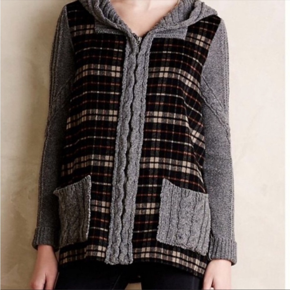 ANTHROPOLOGIE Moth Derry Plaid Flannel Sweater Jacket